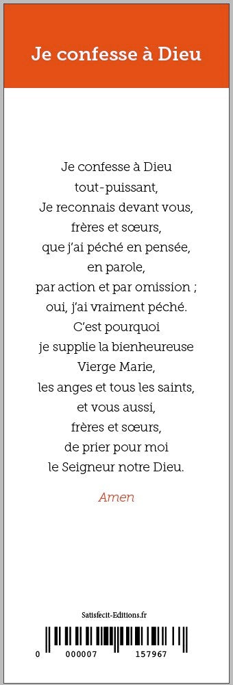 Signet Je confesse à Dieu - Lot de 10