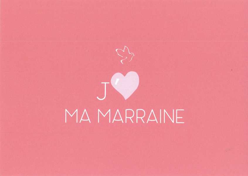 Lot de 10 - Carte simple J'aime ma marraine