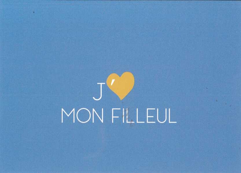 Lot de 10 - Carte simple J'aime mon filleul
