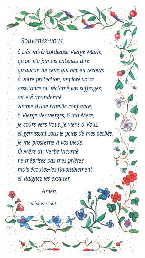 Image Prière de Saint Bernard à la Vierge Marie