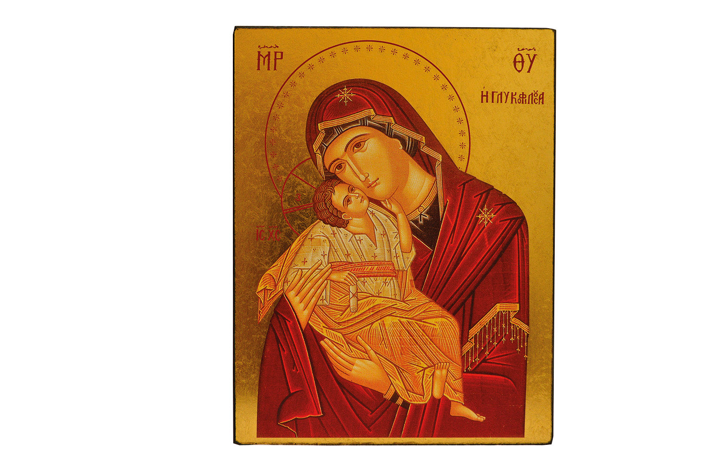 Vierge de Tendresse - Icône dorée à la feuille 18,5x14,9 cm - 649.67