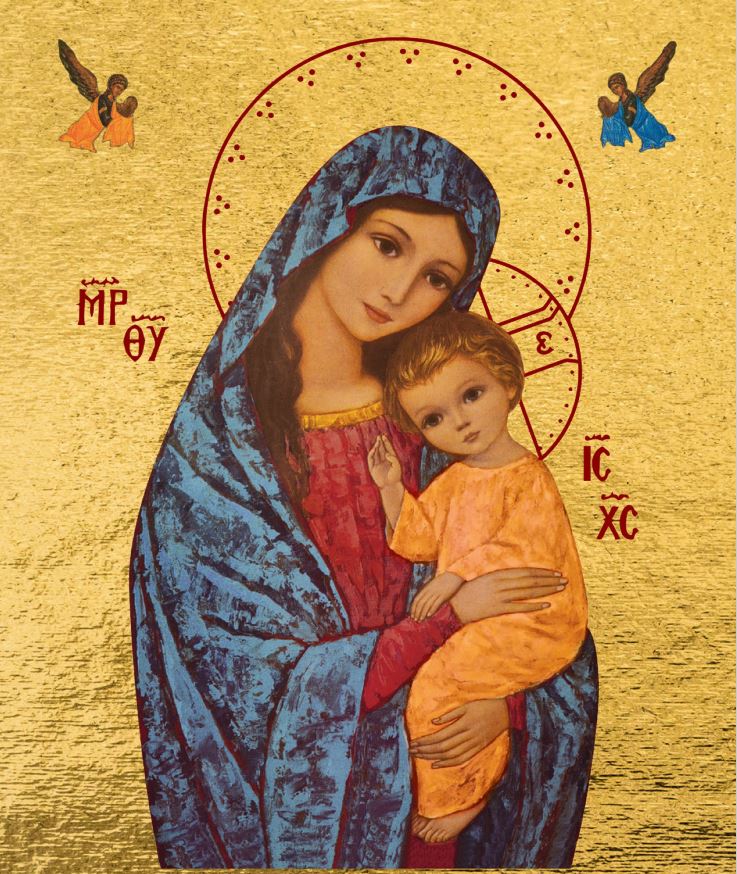 Vierge de la Lumière - Icône dorée à la feuille 10x8 cm - 942.14