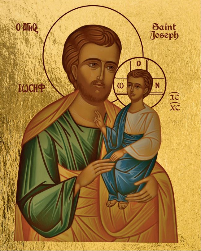 Saint Joseph à l'Enfant - Mini icône autocollante 8,8x6,5 cm - 328.13