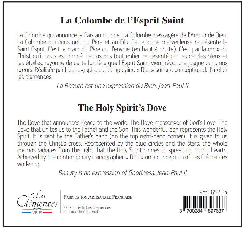 La Colombe de l'Esprit Saint - Icône dorée à la feuille 13x13 cm - 652.64