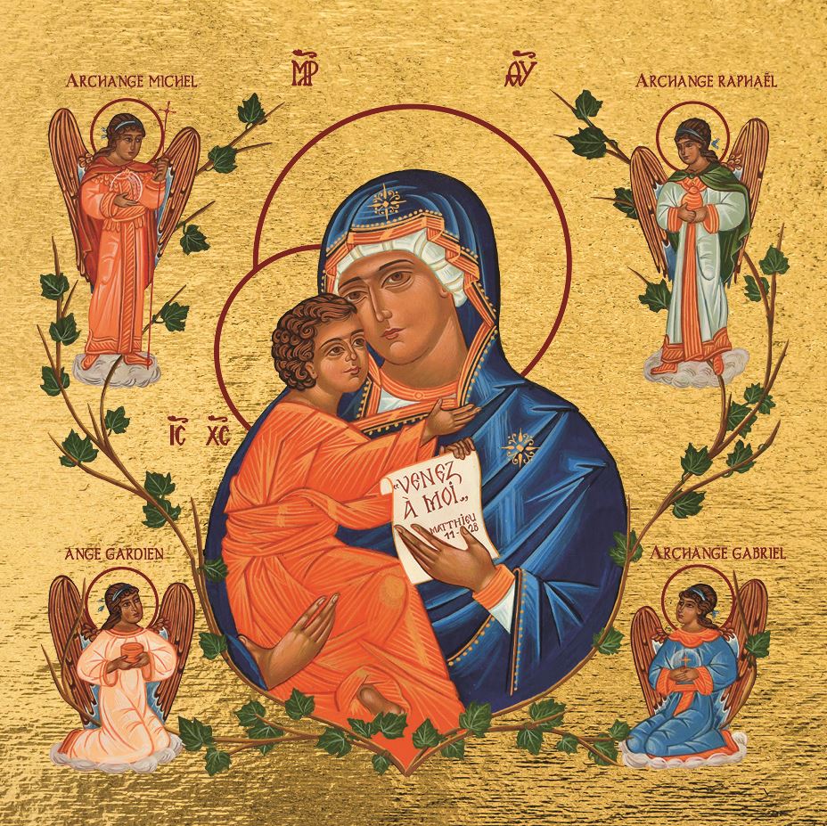 La Vierge aux Anges - Mini icône autocollante 8,1x8,1 cm - 2186.13