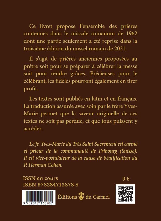 Prières de préparation à la Messe et d'action de grâces