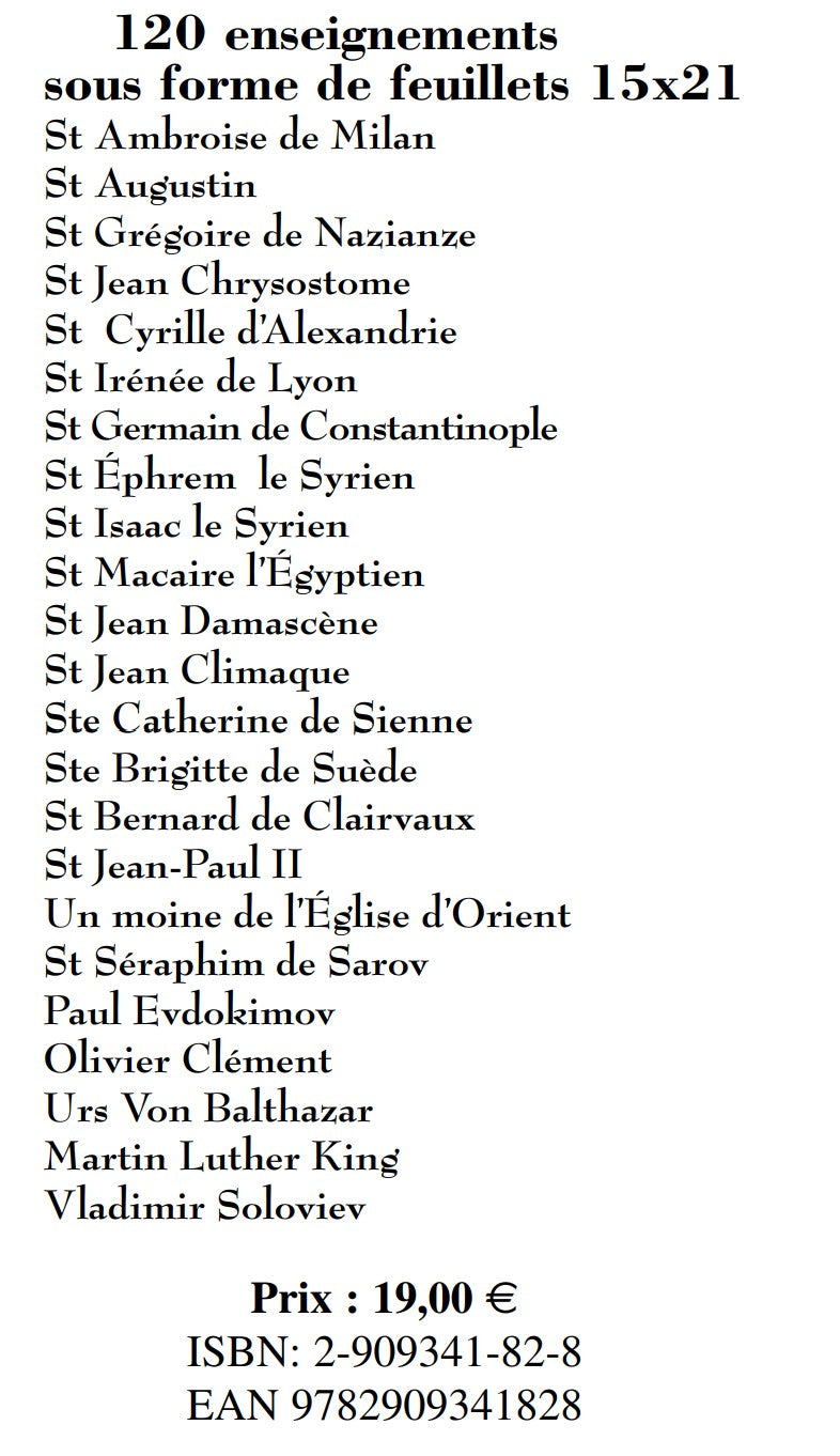 120 Enseignements des pères de l'Eglise d'Orient et d'Occident