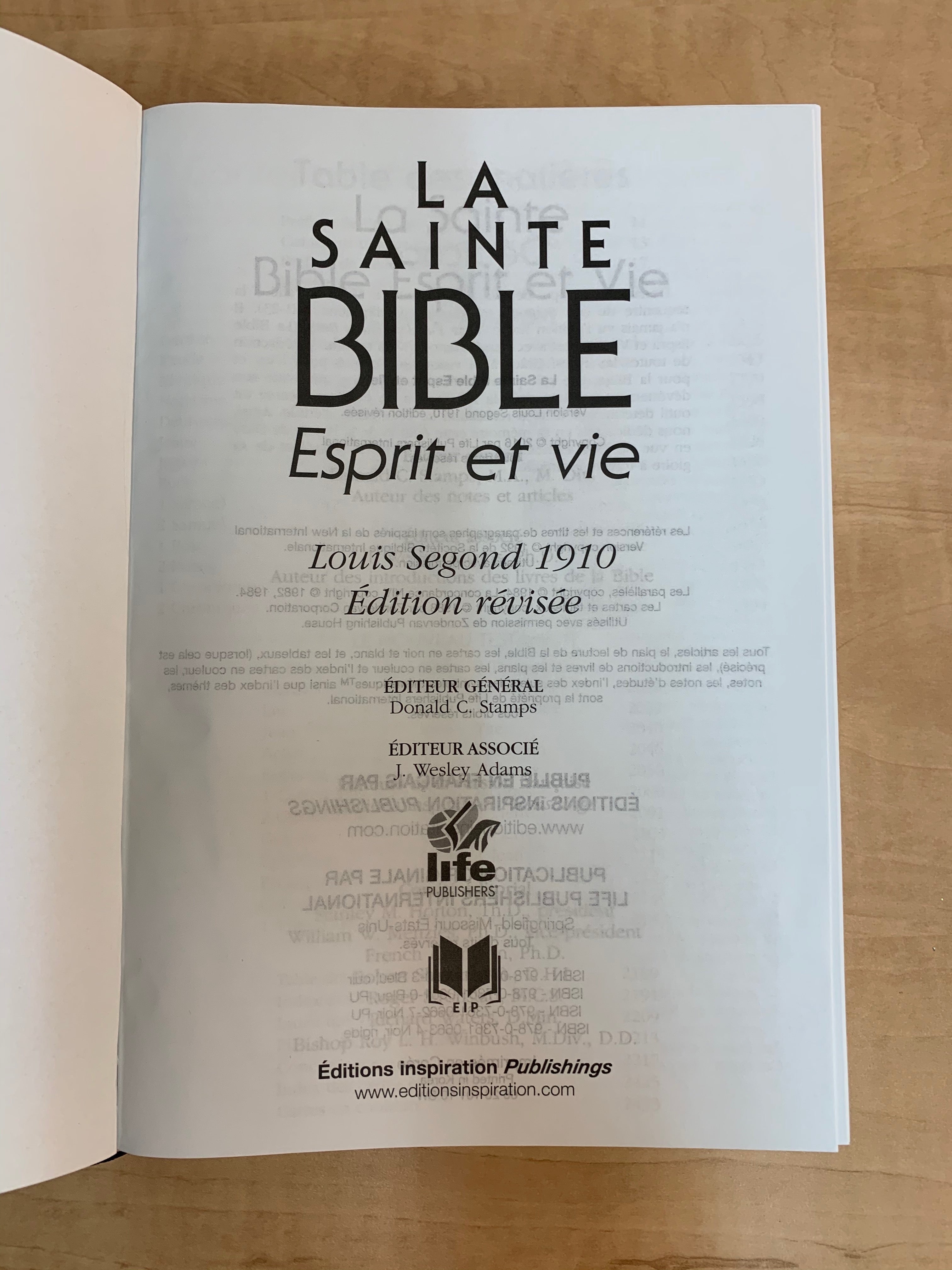 Bible Esprit et Vie couverture rigide noir - Boutique iNSPIRATION