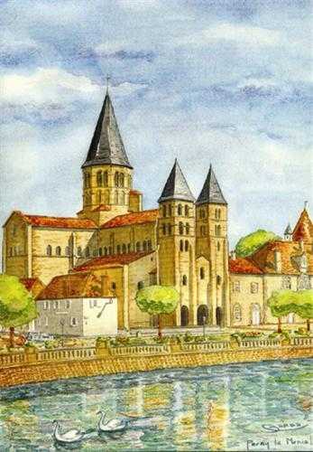 Poster - Basilique de Paray - aquarelle
