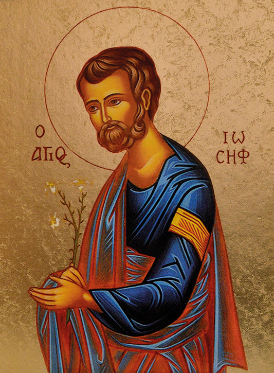 Saint Joseph aux lys - Mini icône autocollante 8x7 cm -  874.13