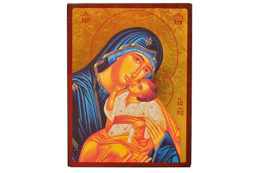 Vierge de Tendresse - Icône dorée à la feuille 15x11,8 cm -  249.64