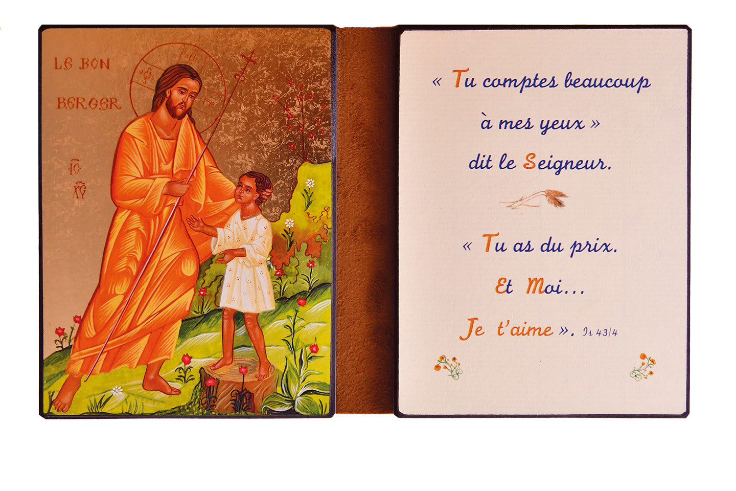 Le Bon Berger conduisant un petit garçon - Diptyque 11x18 cm -  177.F4