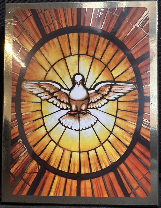 Vitrail de la colombe de l'Esprit Saint - Icône tradition 14x10.6 cm - 852.42