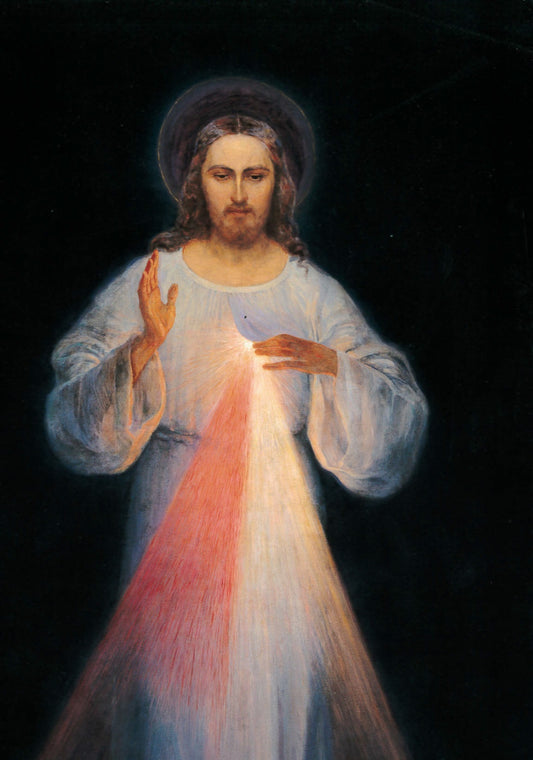 Reproduction du tableau original de Jésus miséricordieux 31x17 cm sur papier brillant cartonné